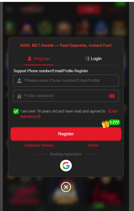 A555 Bet Game Registeration